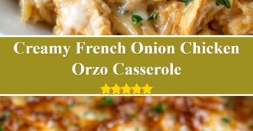 French Onion Chicken Orzo Casserole