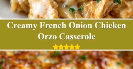 French Onion Chicken Orzo Casserole